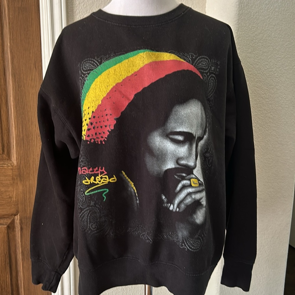 Bob Marley Vintage Sweatshirt Crew Top Natty Dread Reggae Music Rasta Large - Picture 8 of 8
